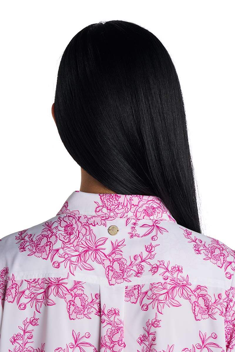Women's Castaneda Flared Shirt Dress with Long Sleeves | Fuchsia Bouquet