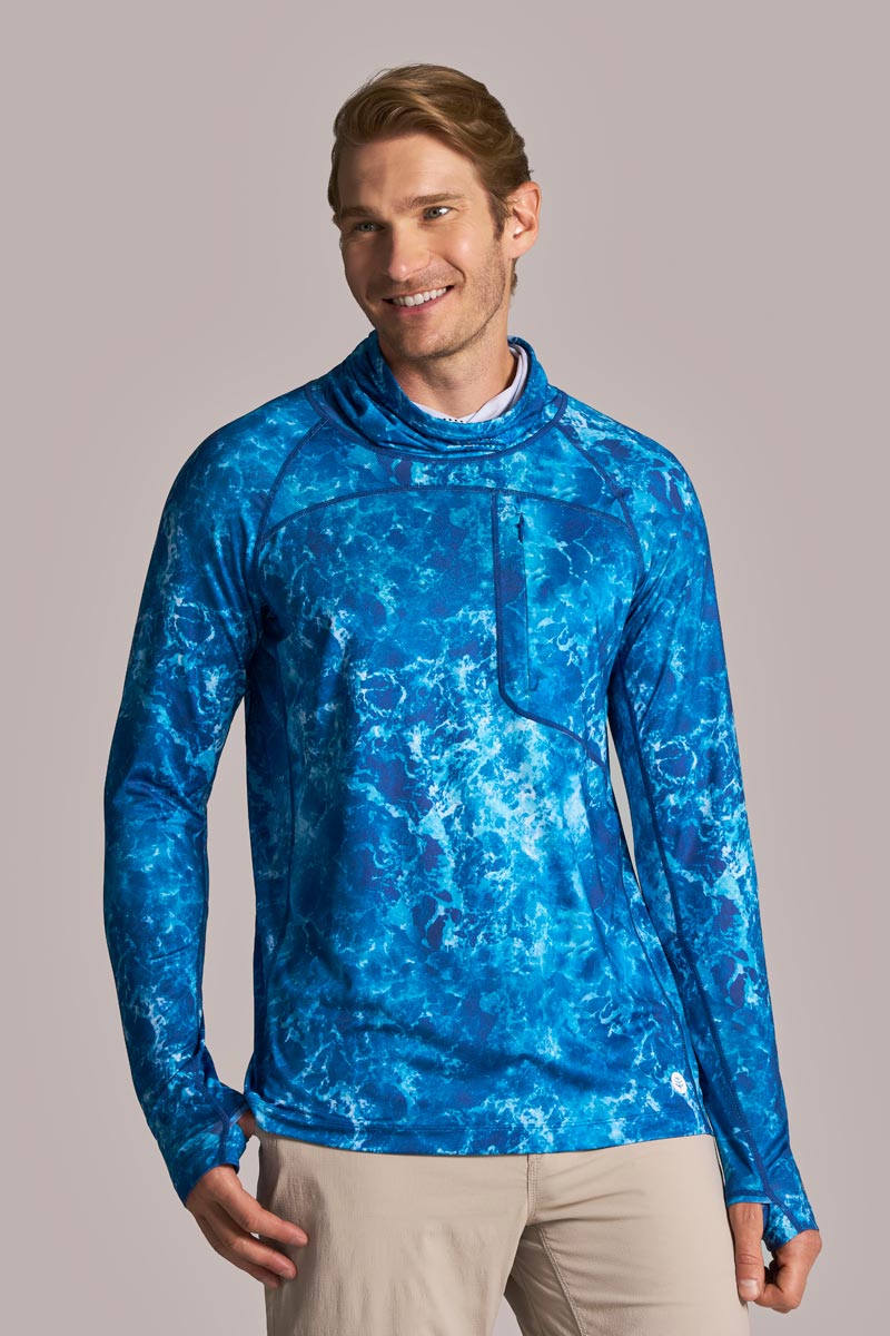 Men's Andros Vented Fishing T-Shirt | Blue Water Print