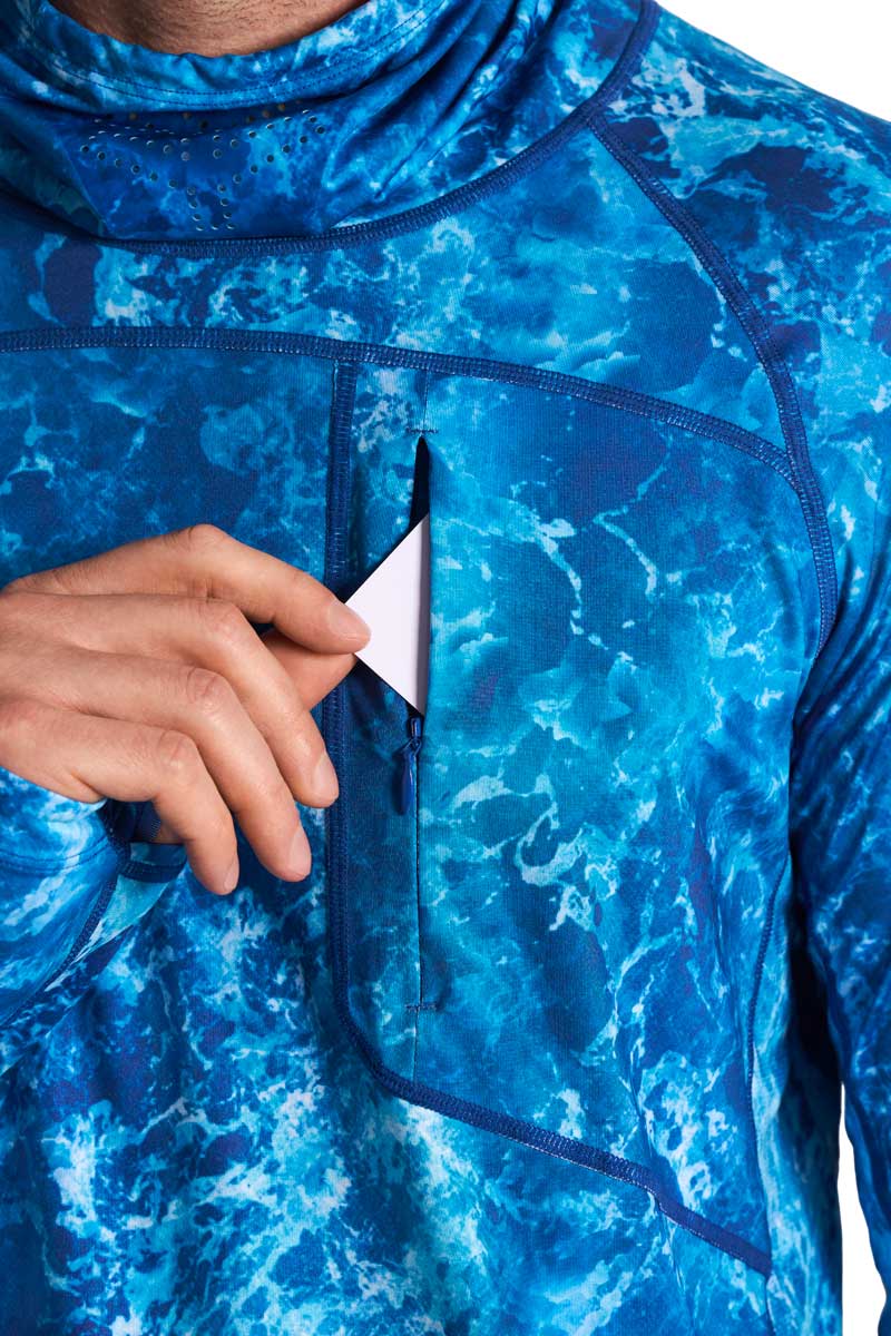 Men's Andros Vented Fishing T-Shirt | Blue Water Print