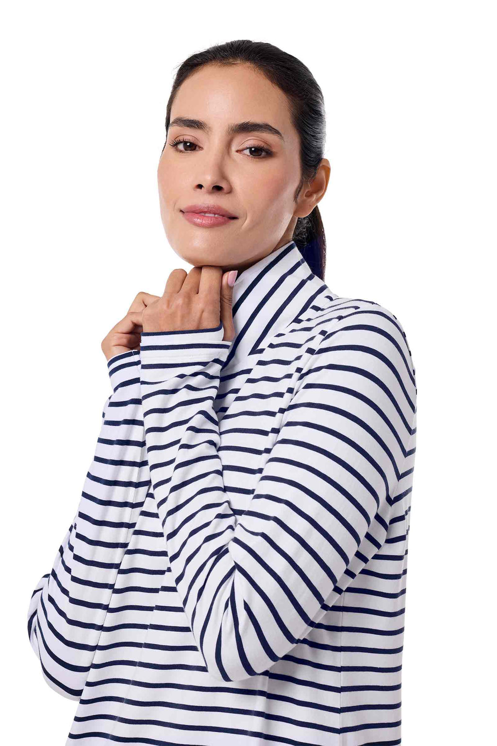 Women's Sarasota Quarter-Zip Dress | White/Navy Stripe