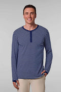 Men's Hallandale Long Sleeve Henley T-Shirt | Navy/White Stripe