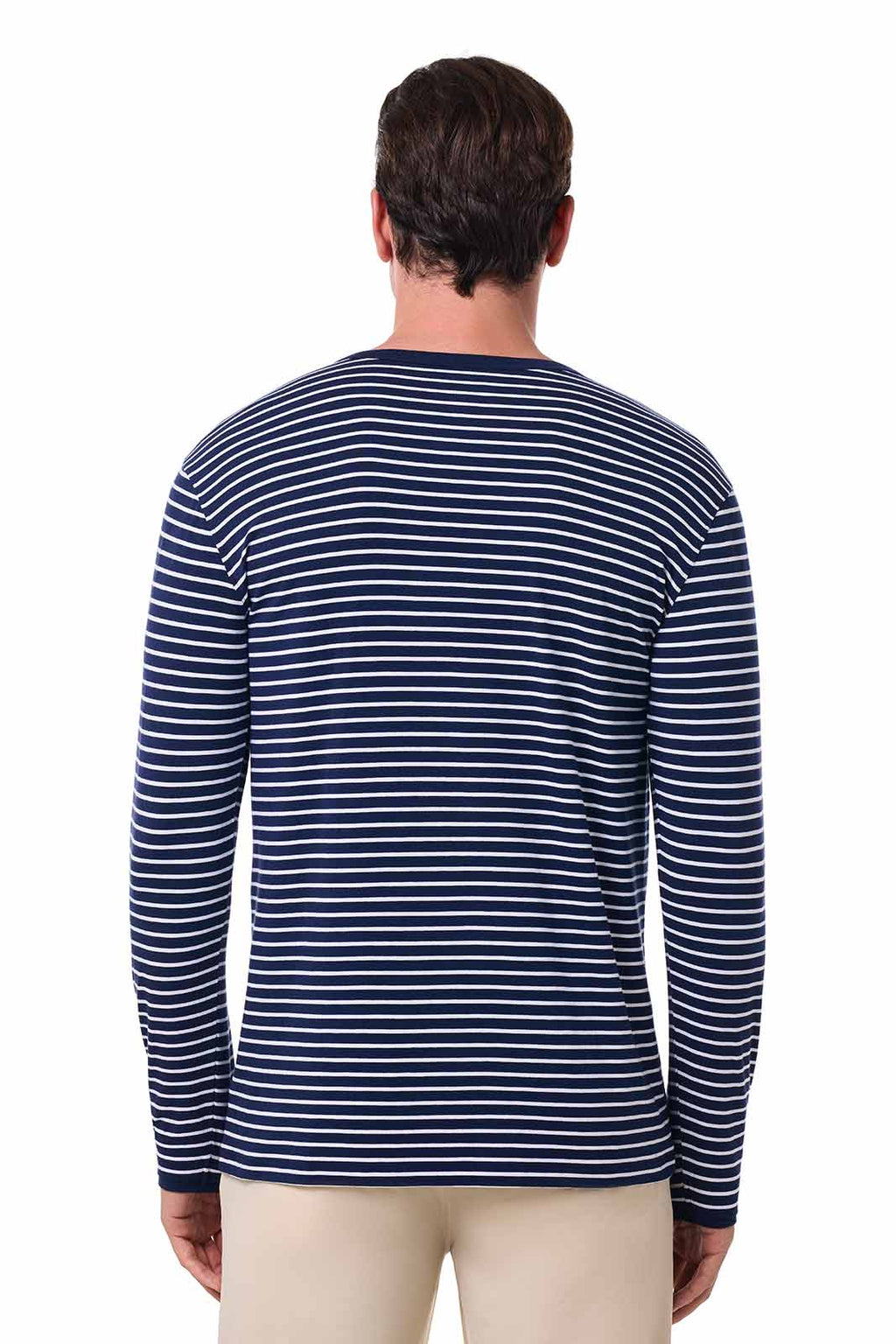 Men's Hallandale Long Sleeve Henley T-Shirt | Navy/White Stripe