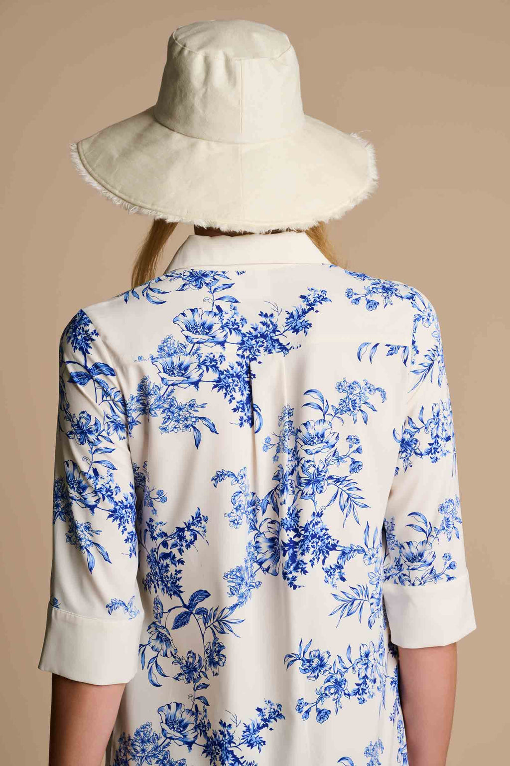Icaria Tunic Dress | Vanilla China Blue Damask
