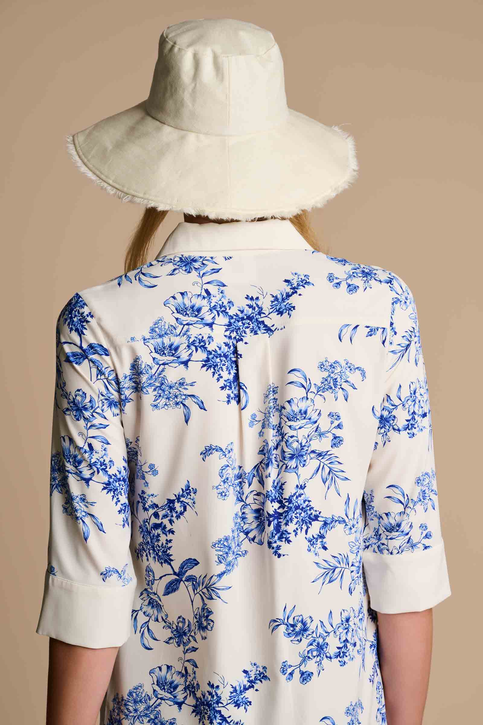 Icaria Tunic Dress | Vanilla China Blue Damask