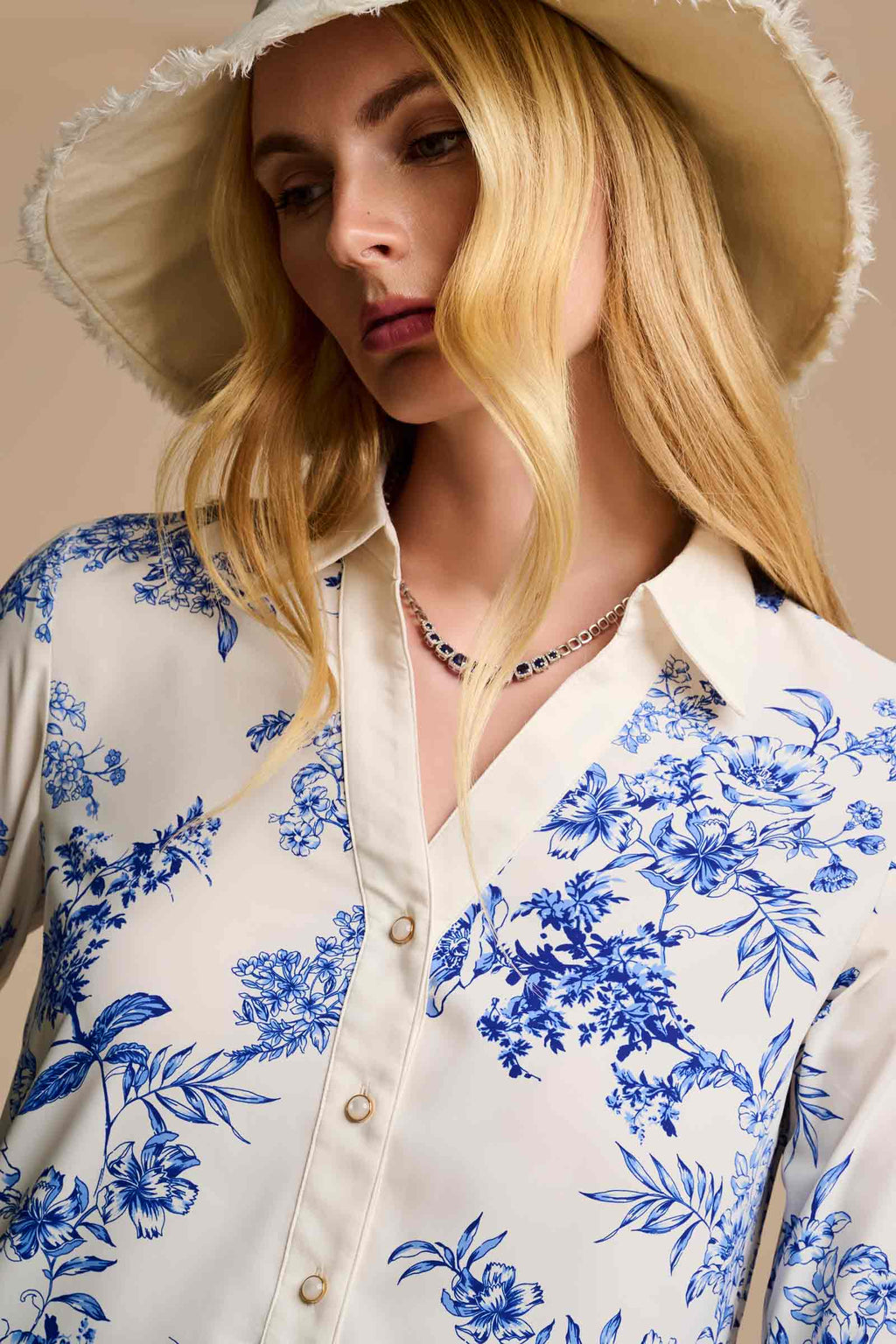 Icaria Tunic Dress | Vanilla China Blue Damask