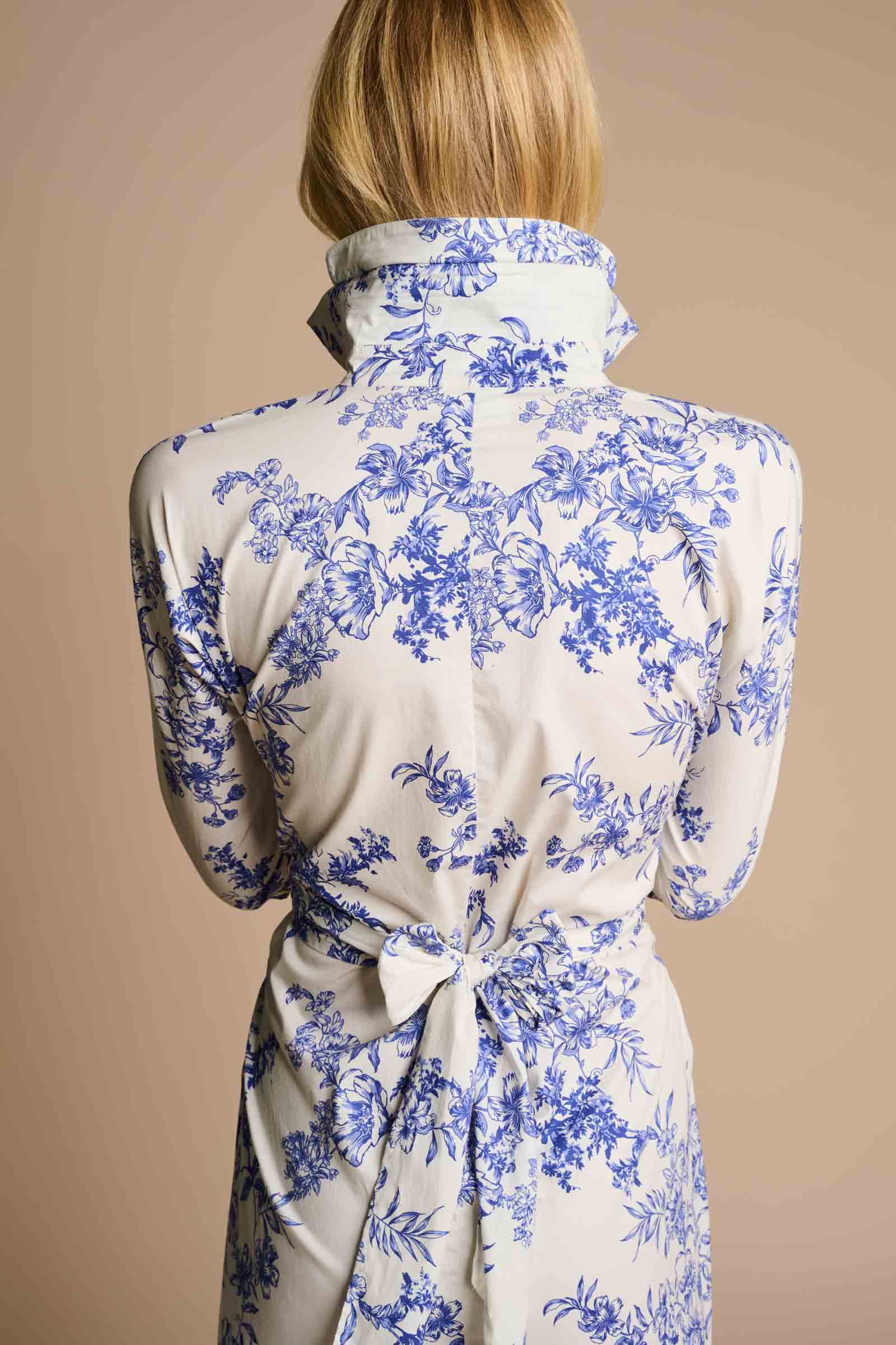 The Captiva 2.0 Shirt Dress | Vanilla China Blue Damask
