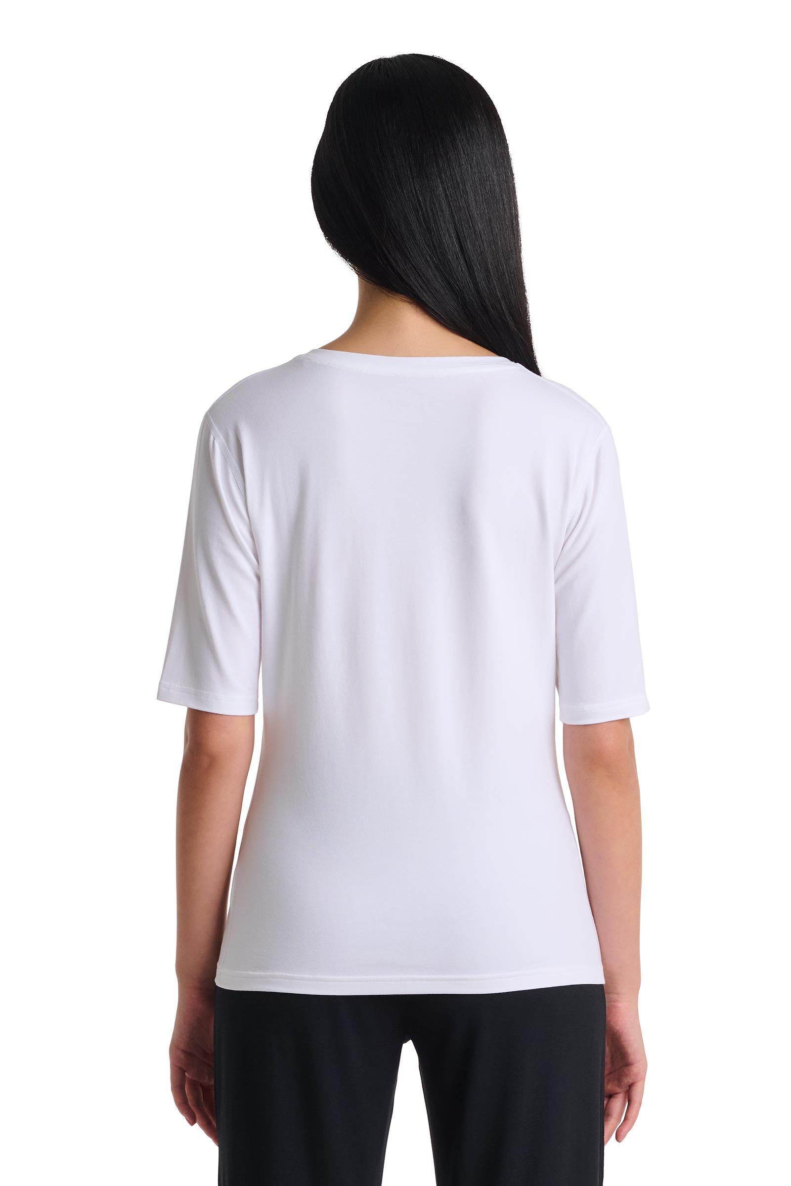 Women's Morada Fitted V-Neck Short Sleeve T-Shirt | White