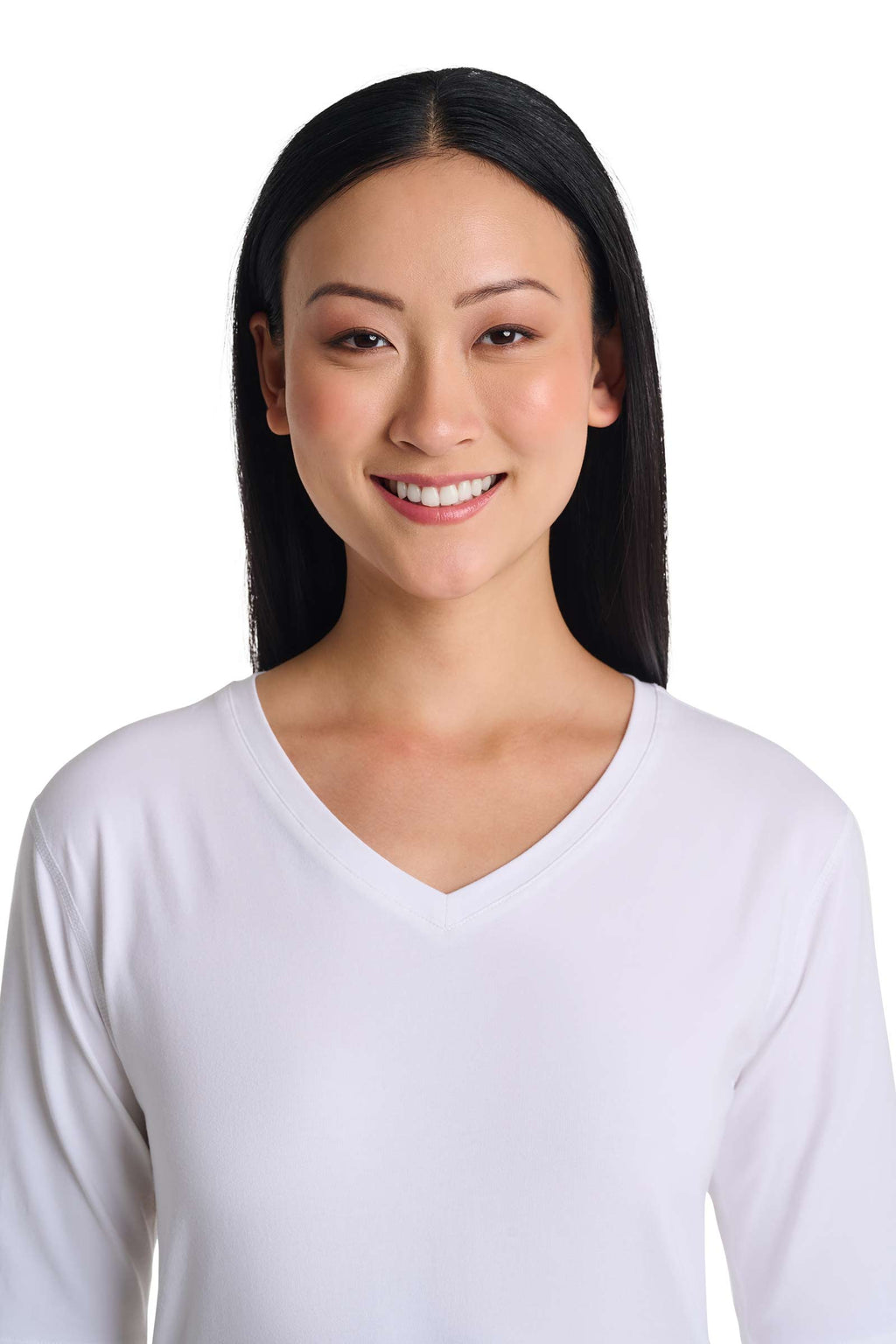 Women's Morada Fitted V-Neck Short Sleeve T-Shirt | White