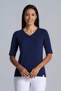 Women's Morada Fitted V-Neck Short Sleeve T-Shirt | Navy