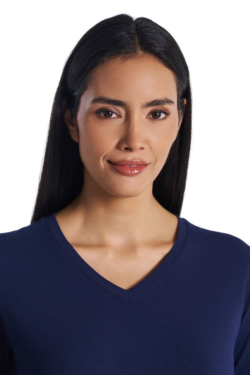 Women's Morada Fitted V-Neck Short Sleeve T-Shirt | Navy