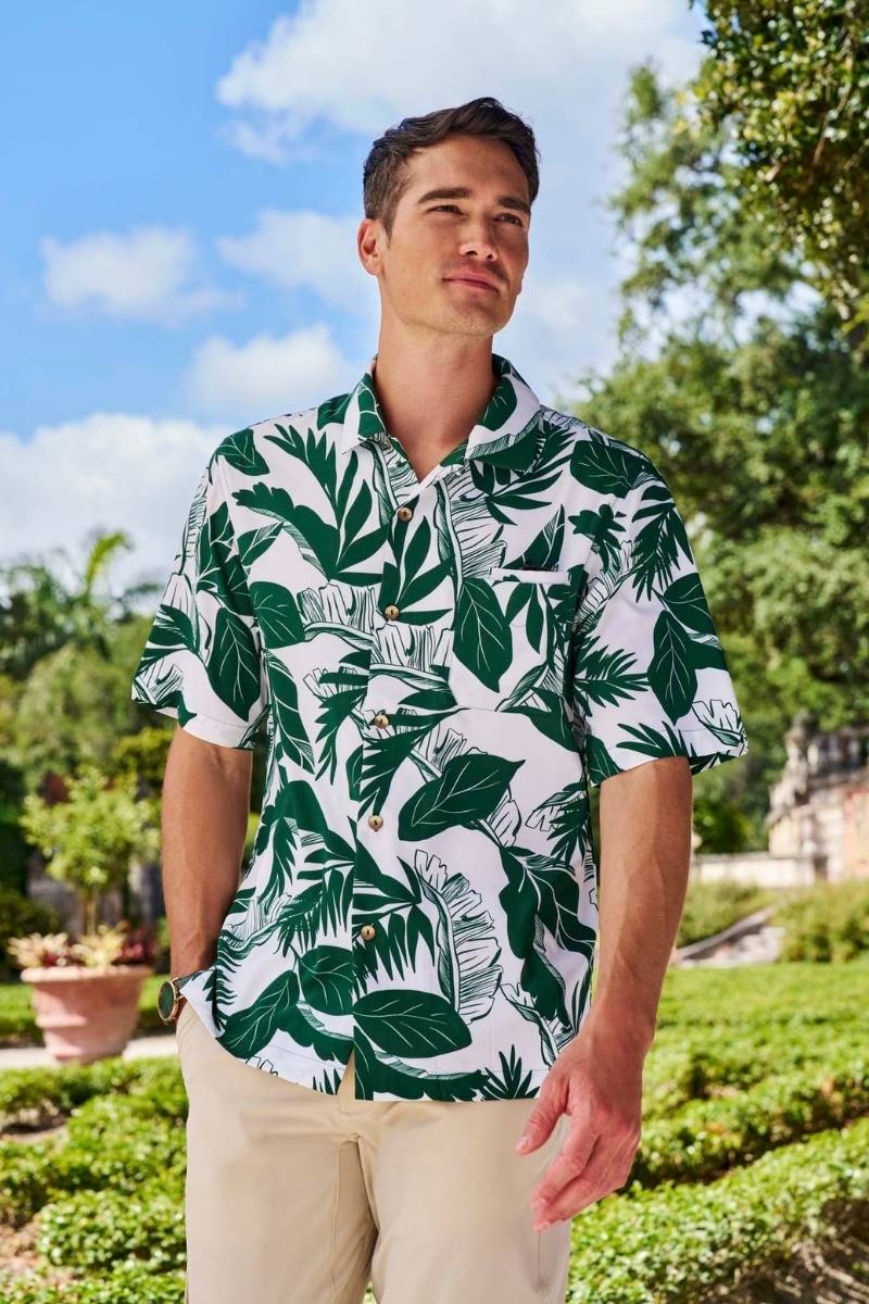 Men's Safari Camp Shirt | Eden Green Palm Paradise