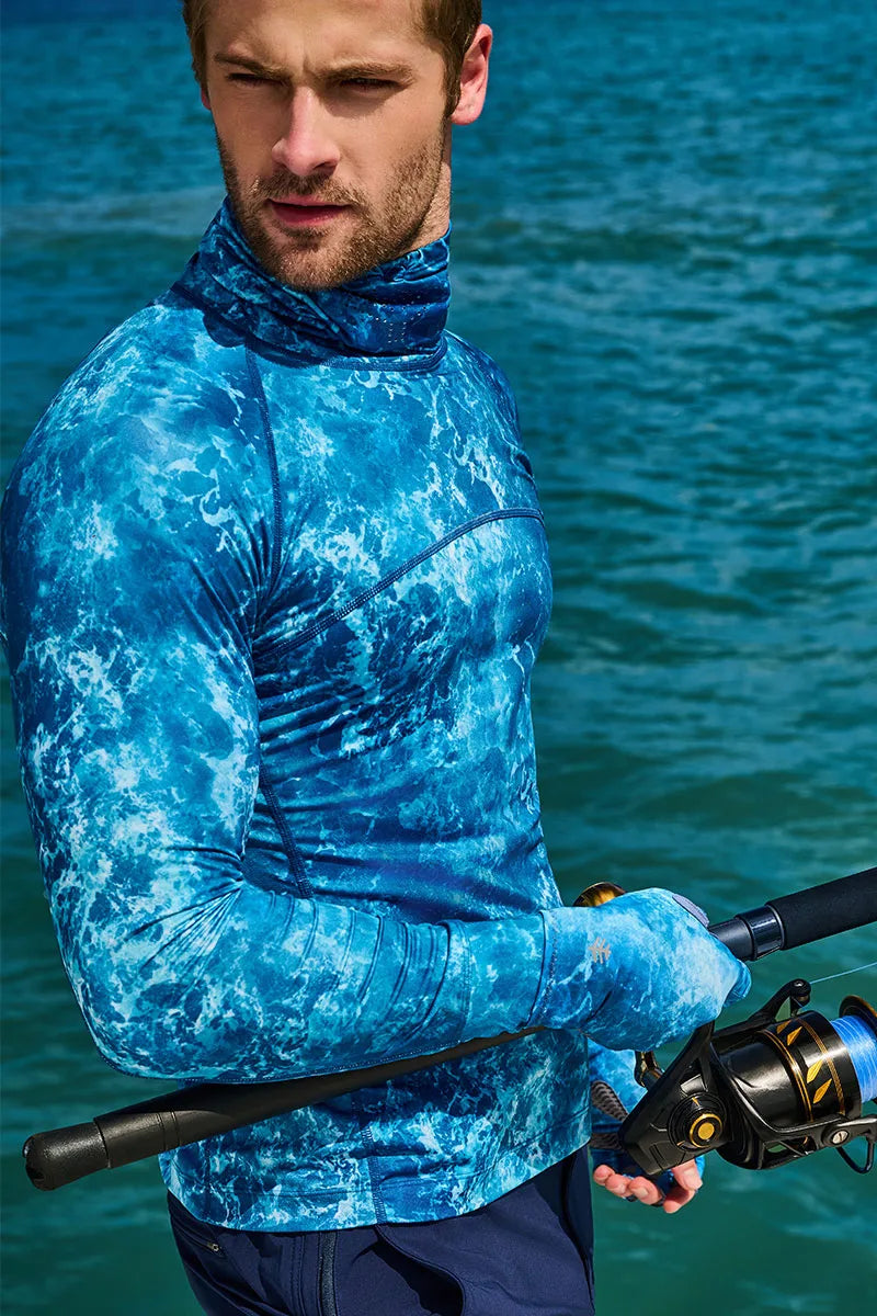 Men's Andros Vented Fishing T-Shirt | Blue Water Print
